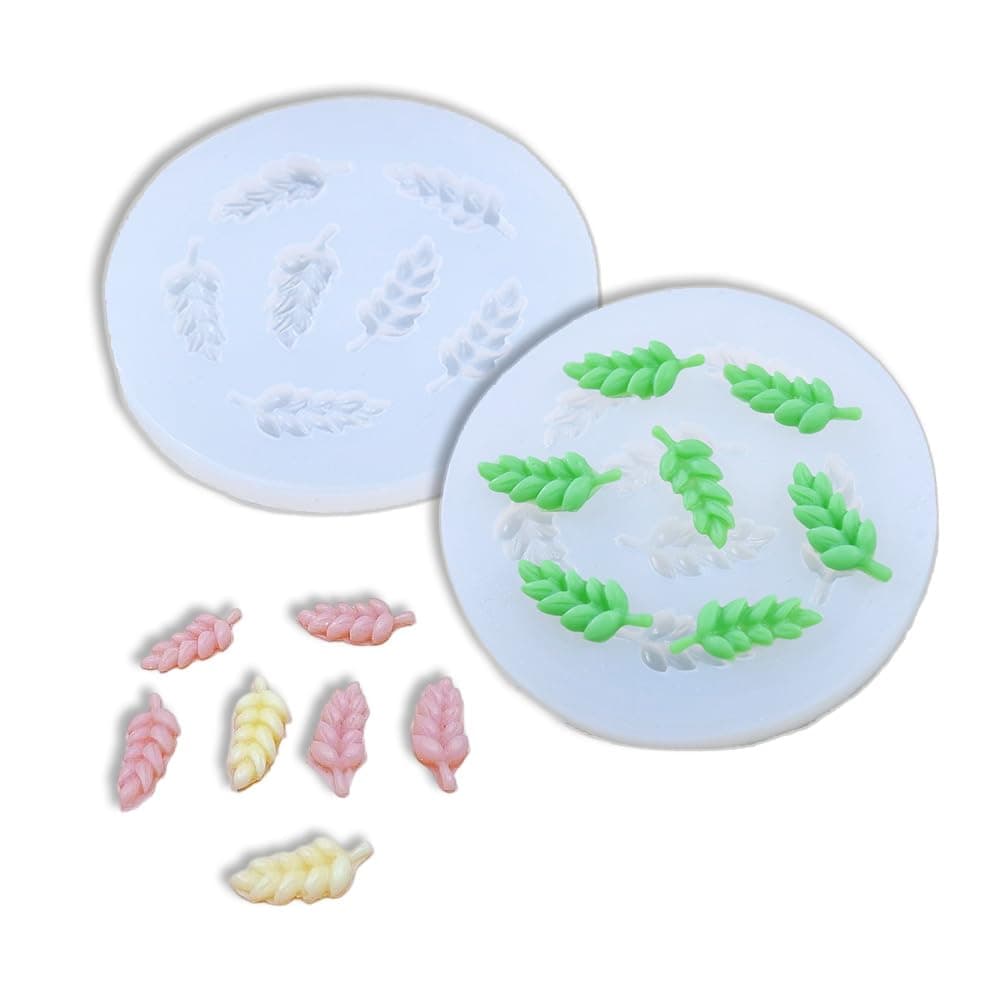 2Pcs 7-cavity wheat ear shape silicone Molds for DIY Cake Fondant Biscuit Cookies Sugar Pudding Chocolate Hard Candies Dessert Sugar Cupcake Decor