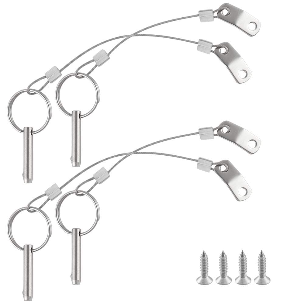 FinYii 4Pack Boat Quick Release Pins 1/4" for Bimini Hardware, Bimini Top Ball Pull Pin with Lanyard, 316 Stainless Steel Marine