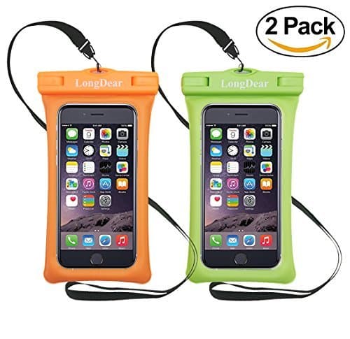 LongDear Universal Floating Waterproof Case,Cell Phone Pouch Dry Bag for iPhone X/8/8plus/7/7plus/6s/6/6s plus Samsung Galaxy s8/s7 LG V20 Google Pixel up to 6.3inch (Orange+Green)
