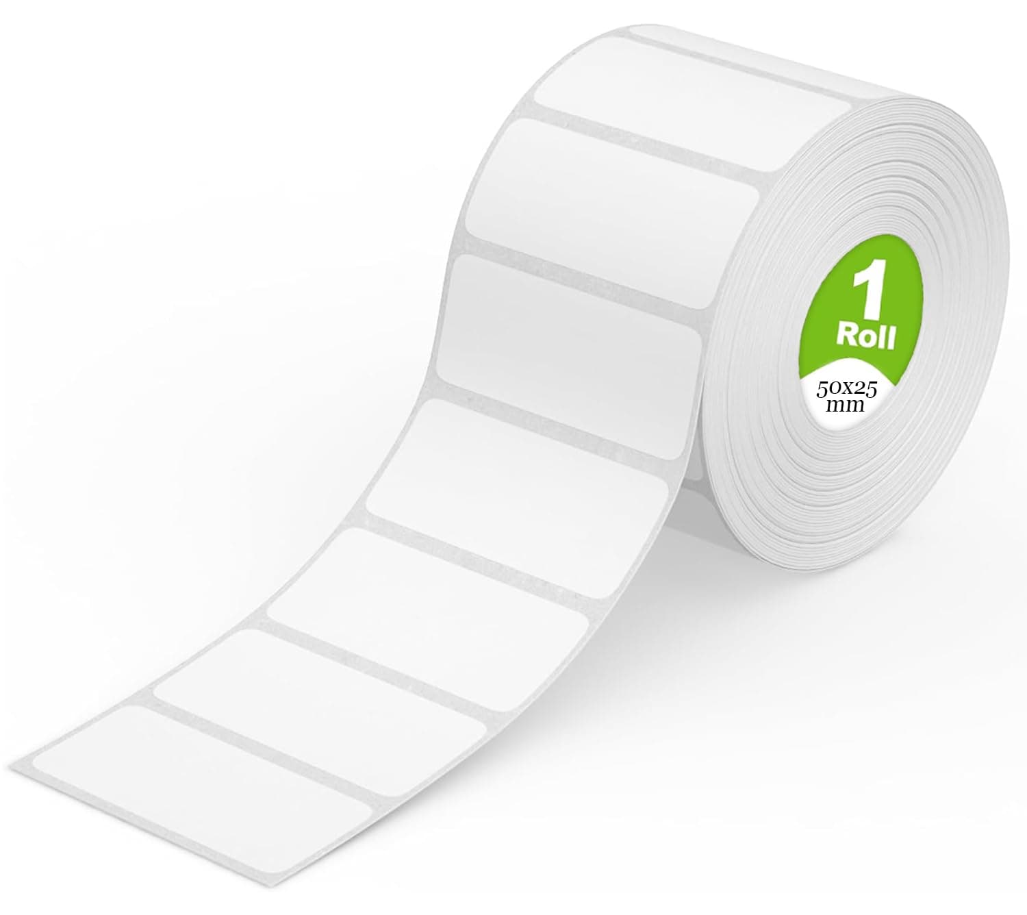 GLUN® 50x25 Direct Thermal Barcode Label Sticker - 2 x 1 inch - 50mm x 25mm - 1000 Labels Per Roll - White Self Adhesive Sticker for Printing Barcoding (1 Roll per Pack (1000 Labels))