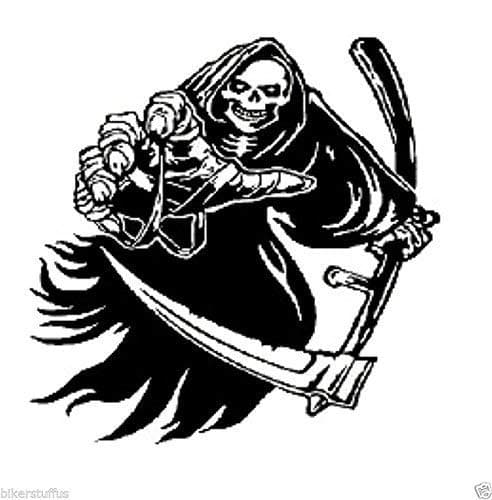 Grim Reaper Iv Bumper Sticker Decal Tool Box Sticker Decal Laptop Sticker Decal Helmet Sticker Decal Hard Hat Sticker Decal Vinyl - Made in USA 3 in. x 3 in.