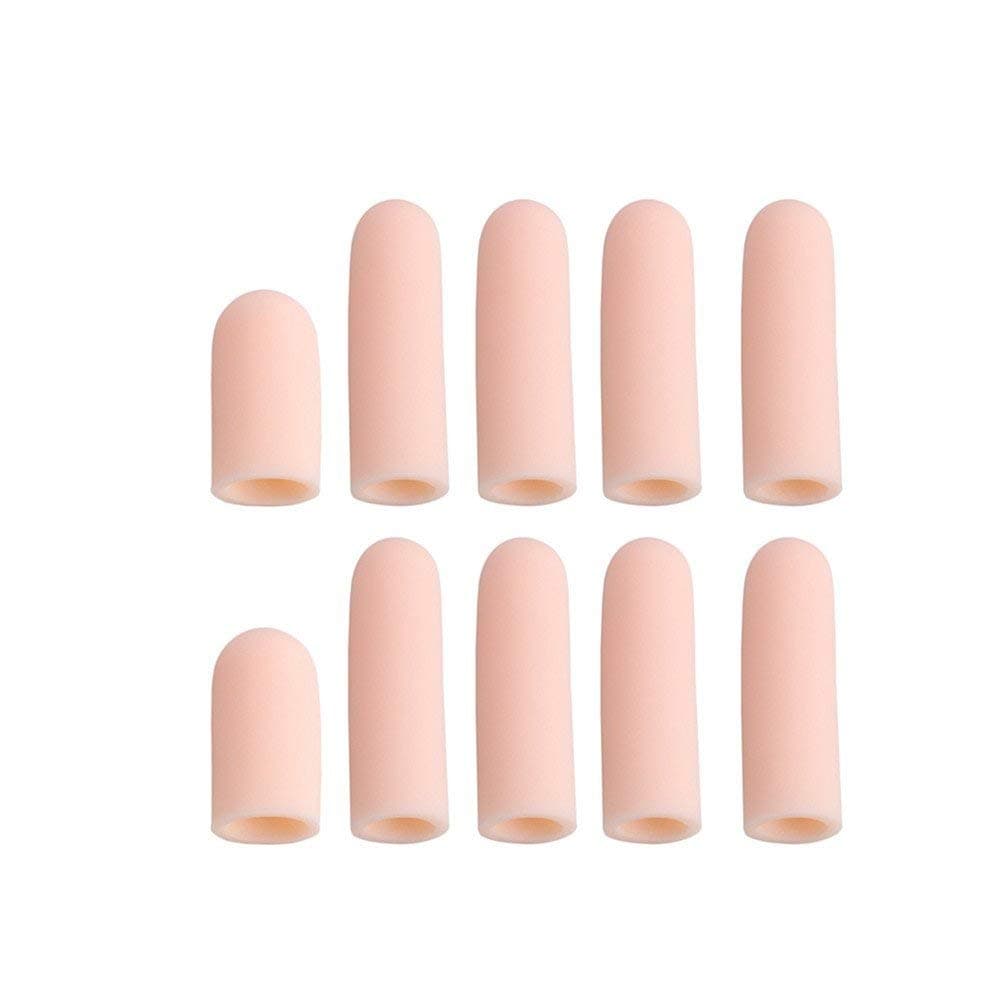 Gel Finger Support Protector Gloves, Gel Finger Cots/Covers - Different Sizes Silicone Fingertips For Hands Cracking, Eczema Skin,Finger Trigger (10 Pcs), one_size