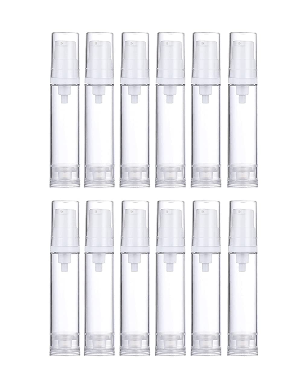 Wresty 12 Pcs Vacuum Lotion Bottles Plastic Empty Airless Pump Bottles Travel DIY Cosmetic Cream Pump Bottles Makeup Foundation Toiletries Liquid Vacuum Container (10ml)