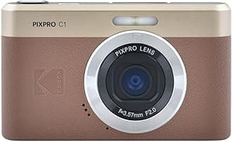 KODAK Pixpro C1 – Ultra-Compact Digital Camera | 13MP BSI CMOS, 4X Zoom, 2.8" LCD Screen, LED Flash, Built-in Battery – Brown