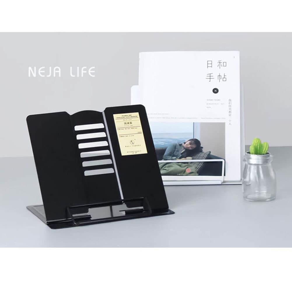 Reading Rest Cookbook Holder, Queta Foldable Bookrest Tablet Stand with Adjustable Backing & Elegant Pattern for Cook Book, Recipe