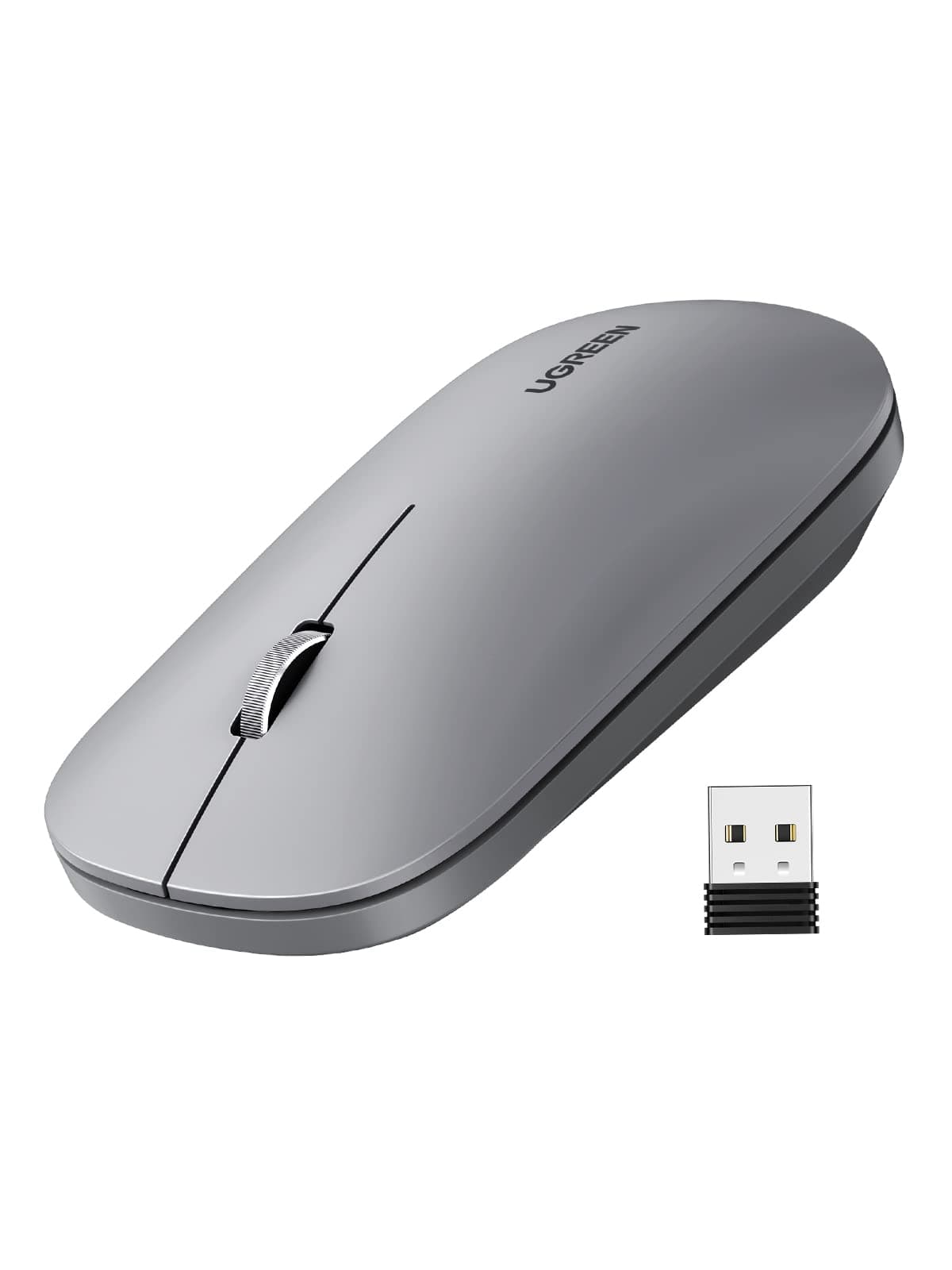 Slim Wireless Mouse, 2.4G Connection, Silent, 4000 DPI Adjustable, Compact and Portable, Ultrafast Scrolling, for Office/Home/Study, Compatible with Windows, macOS, iOS, Android, Linux, Grey