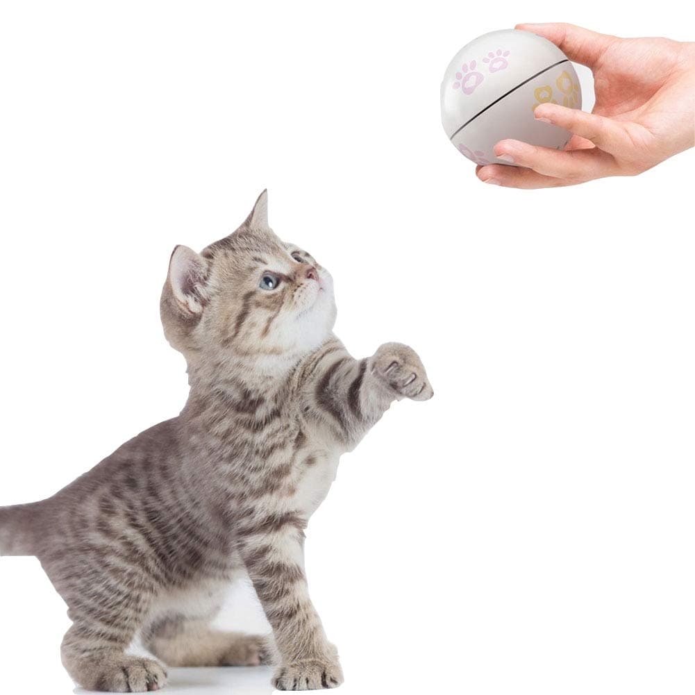 Vircomone Smart Interactive Cat Toys Ball, USB Rechargeable Shake Activated Automatic Random Scrolling Electronic Cat Play, Built-in Spinning Sparkle Eye-Protection LED Catnip Chamber Cat Toys