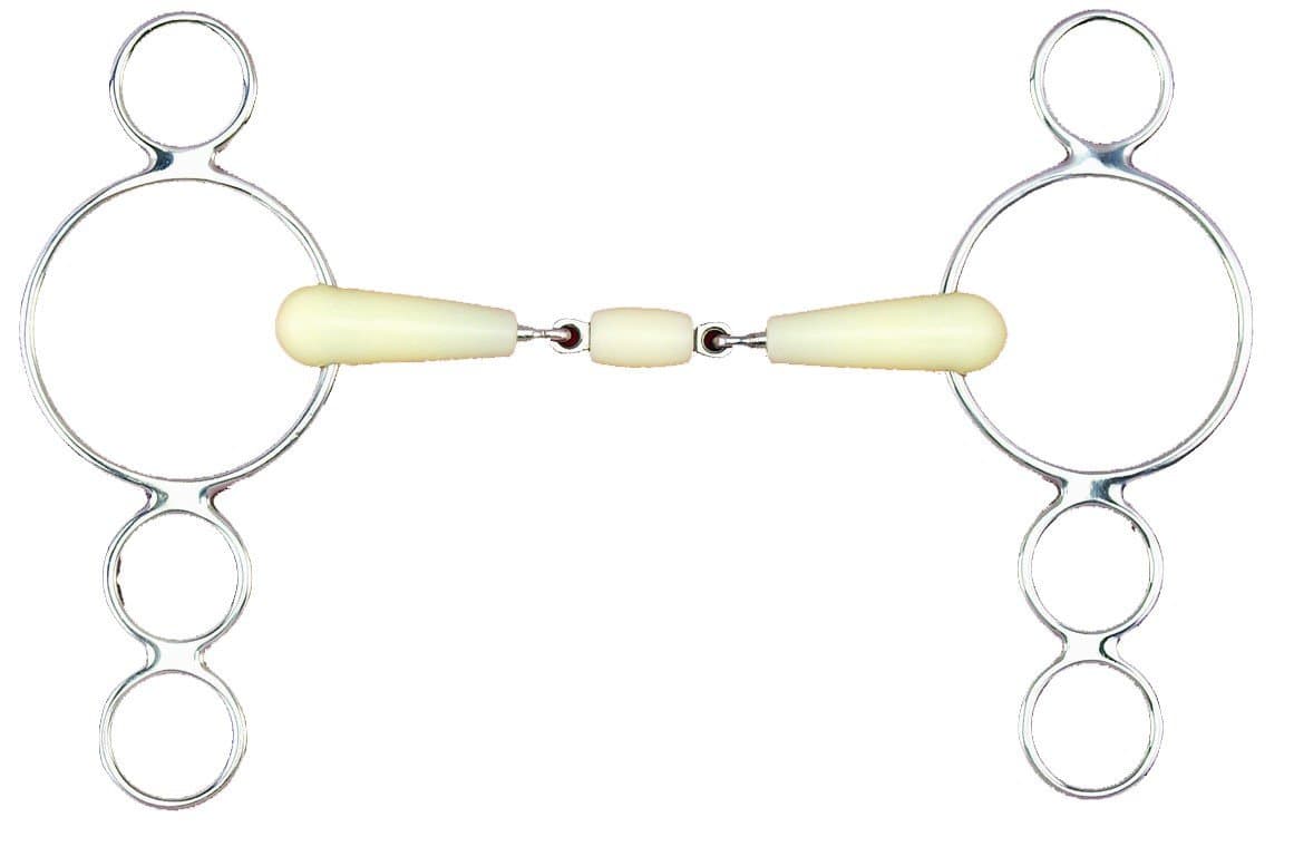 Happy Mouth Dbl Joint Roller 3-Ring Gag Bit 5.75