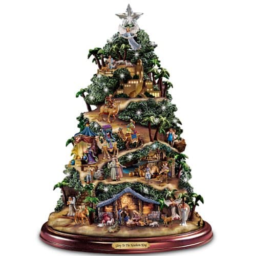 Thomas Kinkade Illuminated Nativity Tabletop Tree: Glory to The Newborn King