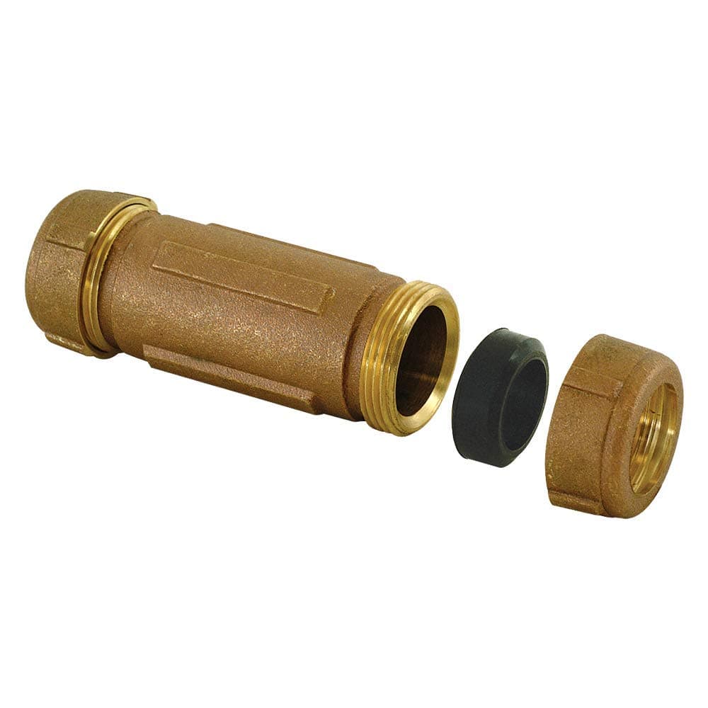 Eastman 5 Inch Long Pattern Compression Coupling, 1/2 Inch IPS x 3/4 Inch CTS, Brass Plumbing Fitting, 20543LF