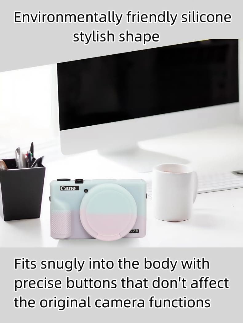 Case for Canon Powershot G7 X Mark III Digital Camera,Soft Silicone Case for Canon Powershot G7X Mark III DSLR Camera,Comes with 2 Screen Protectors and 1 Wrist Strap. (Pink Green Jelly)