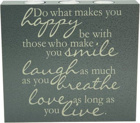 Kindred Hearts / Jada Venia - Elements Collection 3 Tea Light Candle (Charcoal): "Do what makes you happy, be with those who make you smile, laugh as much as you breathe, love as long as you live" (9" x 10") - #1423