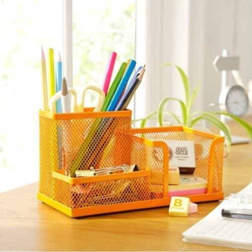 Desktop 3-case Combination Pen Holder / Card Case Organizer / Storage Box - Grass Green by VIVOSKYVIEW
