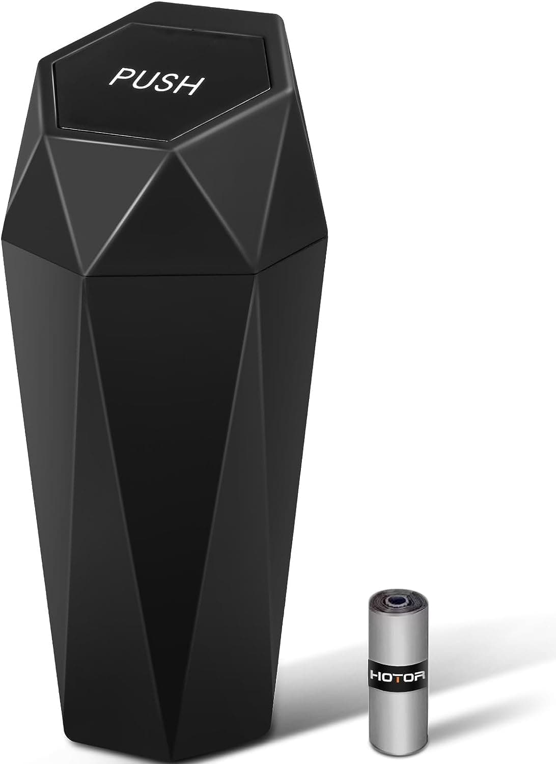 Car Trash Can with Lid - 1 Pack, Mini Essential Car Accessories for Interior, Leakproof Car Garbage Can with 15 Attached Trash Bags, Multipurpose Car Organizers and Storage,Black