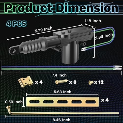 4 PCS 12v Door Lock Actuator Kit, Universal Power Mode Door Lock Actuator with Tool Set, 2 Wire Electric Blend Door Lockout Actuators, Adds Power Doors Locks to Most Vehicles