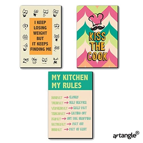 Artangle Fiberboard Seven Rays Multipurpose Creative and Attractive Fridge Magnets (Set of 3)
