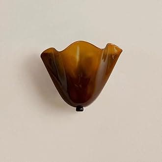 Vintage Shell Wall Sconce – Mid-Century Coastal Amber Glass Shade – Antique-Style Shell-Shaped Wall Lamp for Living Room, Bedroom & Hallway