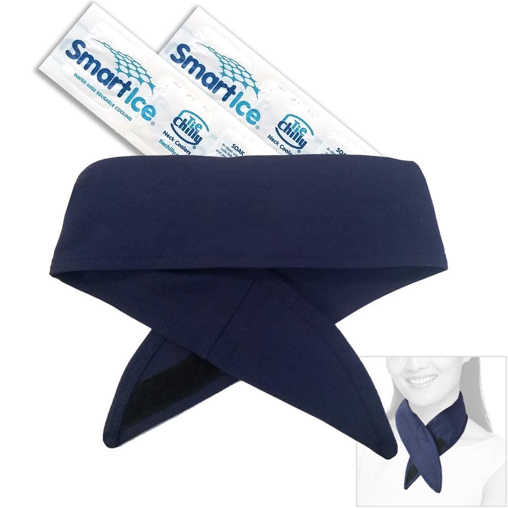 Tie ChillyIce Cool Neck Cooler, with 2 Smartice Cooling Strips, enabling prolonged cool comfort at home, work or play.