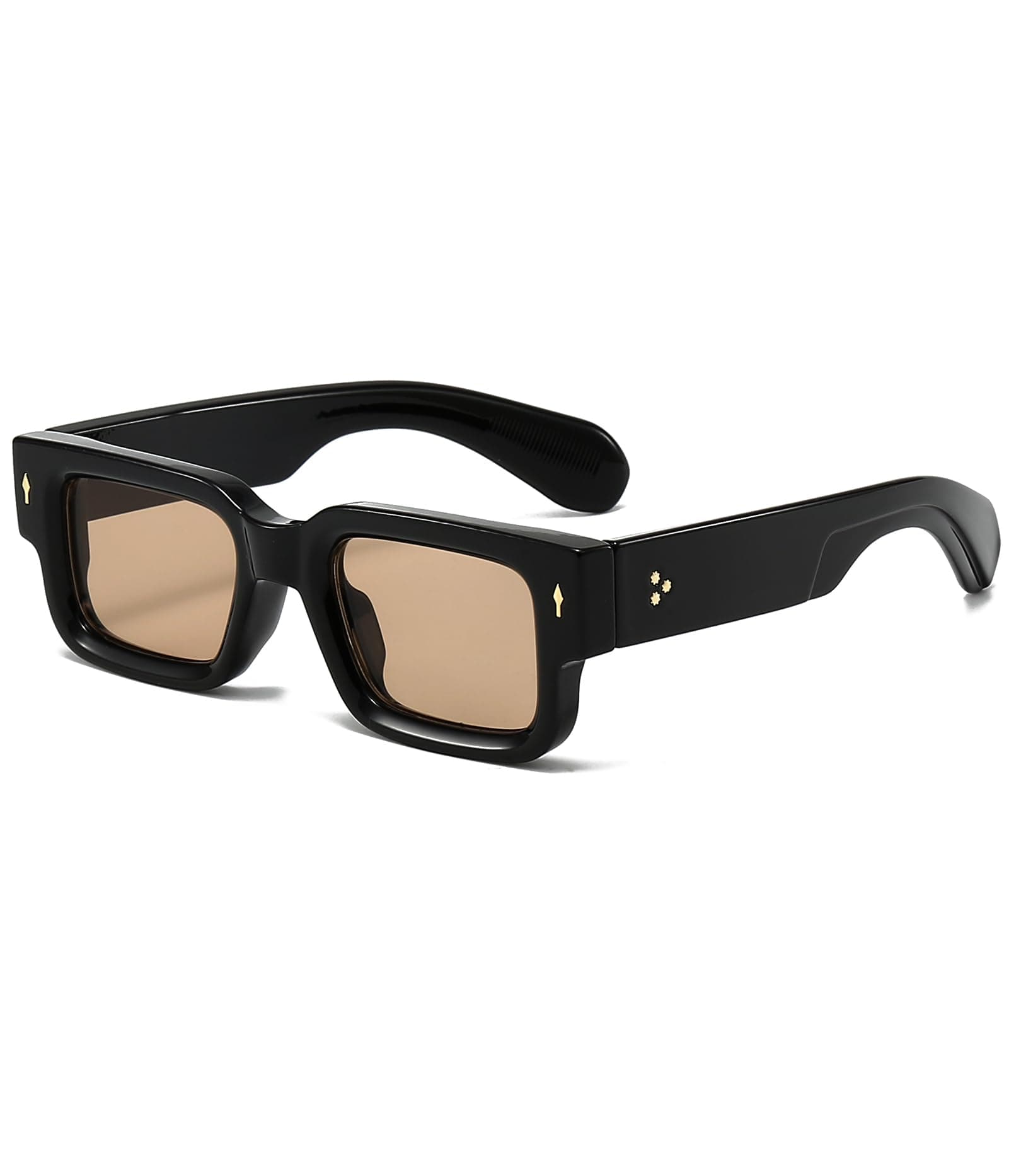 Thick Frame Square Sunglasses for Women Men Chunky Rectangle Sun Glasses Black Shades UV400 Protection