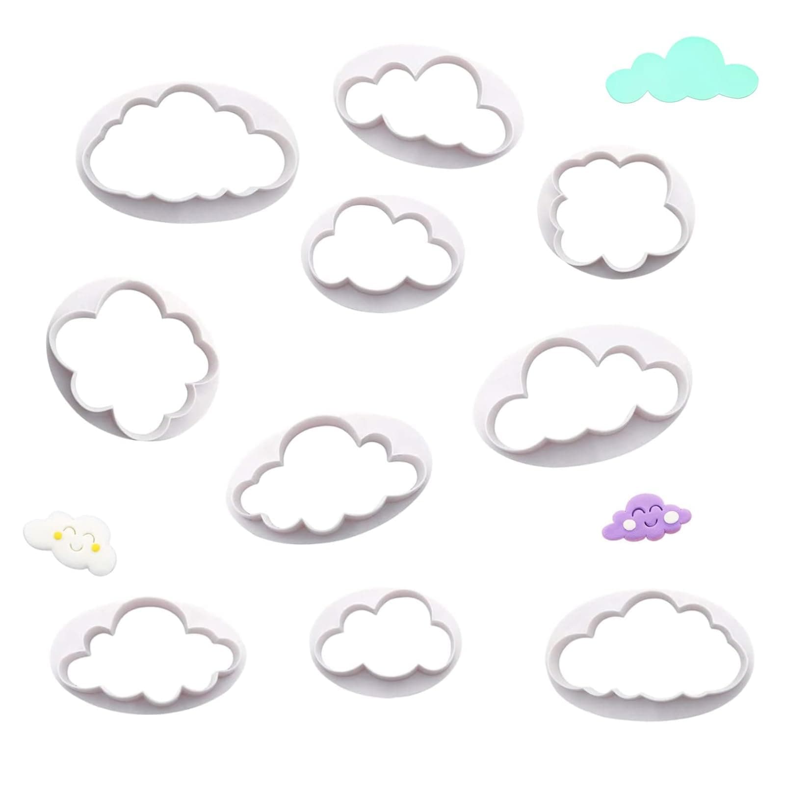 Cloud Cutters Cake Decorating,10 PCS Cloud Cookie Fondant Cake Cutter Cloud Shape Mold Cake Decoration Baking Accessory Embossing Tool for Baking Cake Biscuit Children DIY Birthday or Wedding Cake