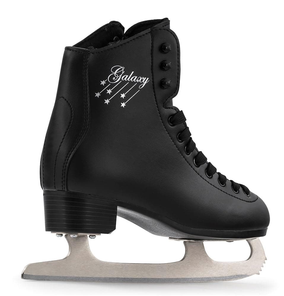 SFR Galaxy Figure Ice Skate with Pre-Sharpened Carbon Stainless Blade and Ergonomic Heel Design | Timeless and Elegant Women's and Men’s Ice Skating Nu-buck Sueded Feel Lining and Printed Side Details