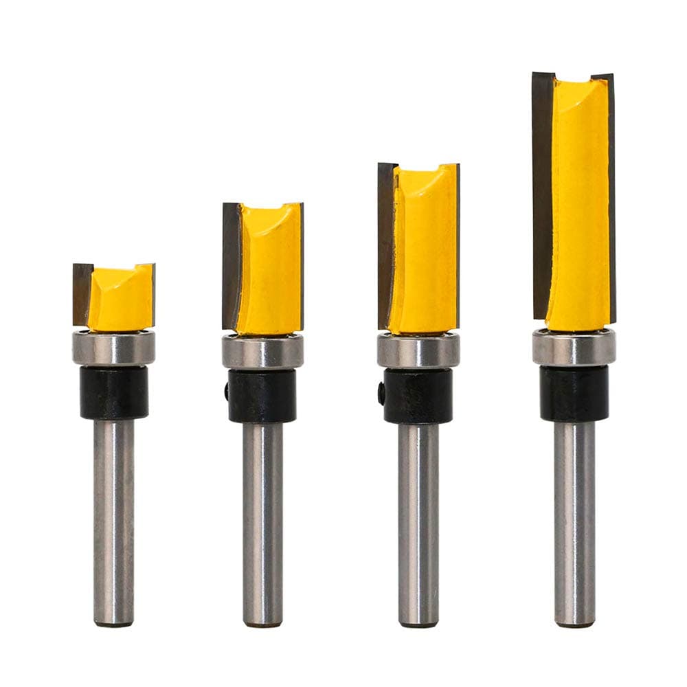 meihejia1/4 Inch Shank Pattern Flush Trim Router Bit Set (4 Sizes)