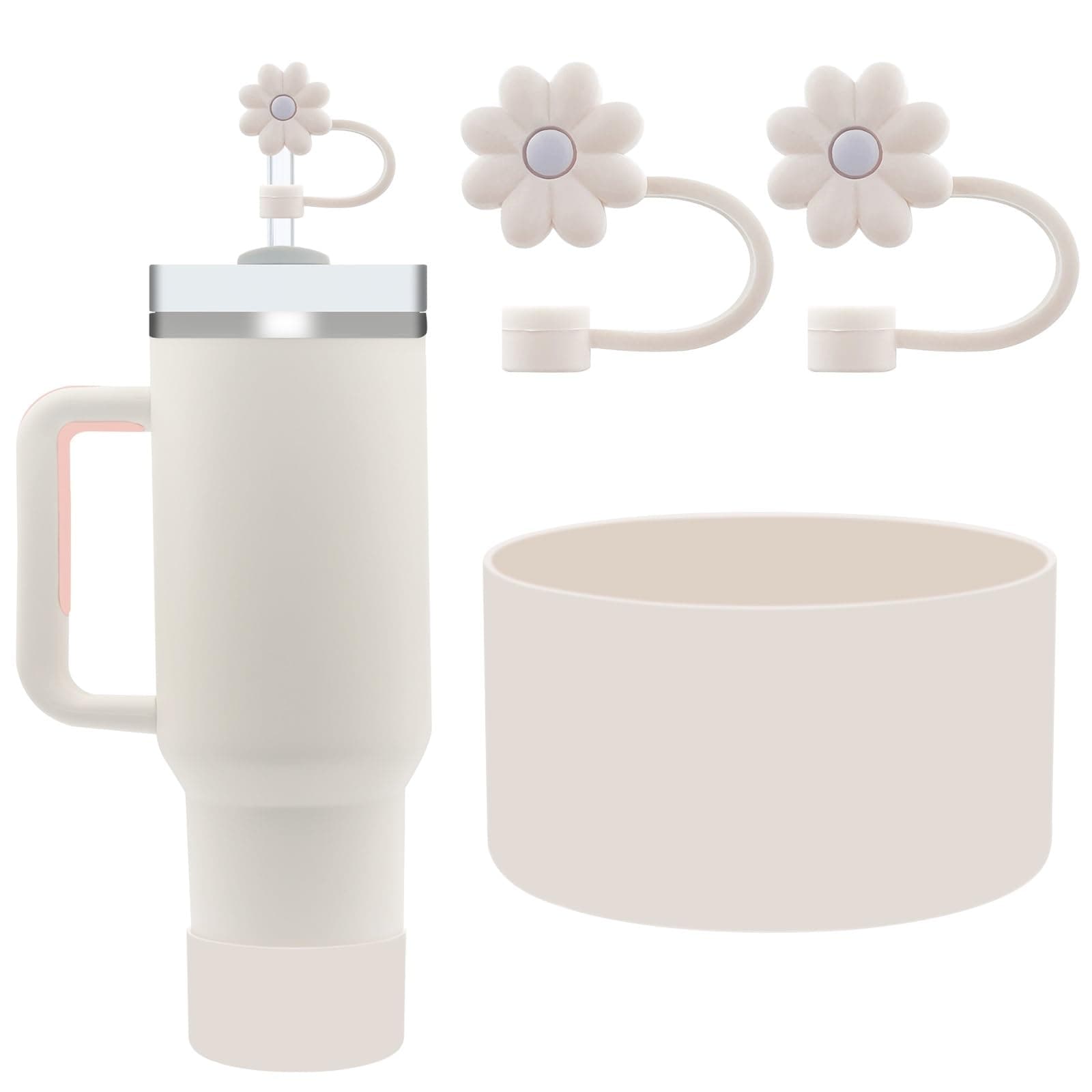 Protective Silicone Boot and Straw Covers for Stanley Quencher H2.0 40 30 20 oz & IceFlow Flip 30 20 oz, BPA Free Anti-Noise Anti-Scratch, Tumbler Protector Sleeve Cover Boot