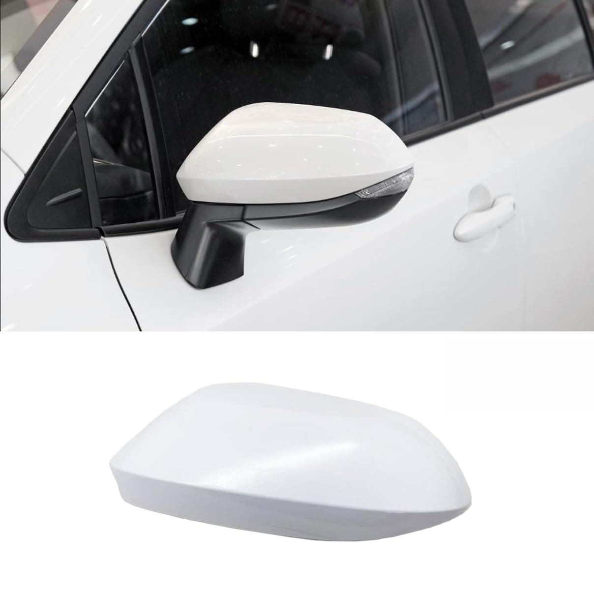 Side Mirror Cap,Car Side Wing Mirror Cover Caps for 2020 2021 2022 Toyota Corolla Replacement 87915-52251 (White, Left (Driver) Side)
