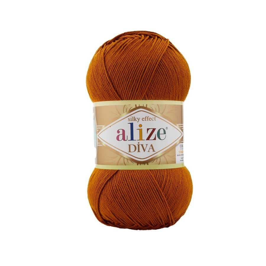 Alize 100% Microfiber Acrylic Diva Silk Effect Knitting Sport Crochet Yarn Lot of 4 Ball skeins 400gr 1532yds Color (234 Tobacco)