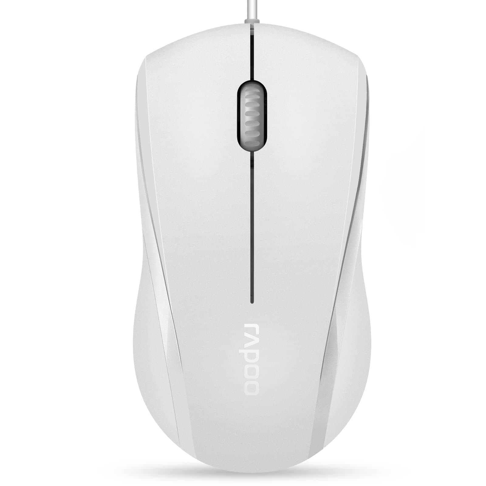 - N1600 3-Button Quiet Wired Mouse, 1000DPI Optical Mouse, Quiet Button, Ergonomic Shape, for Desktop Computers Laptops, Matte White