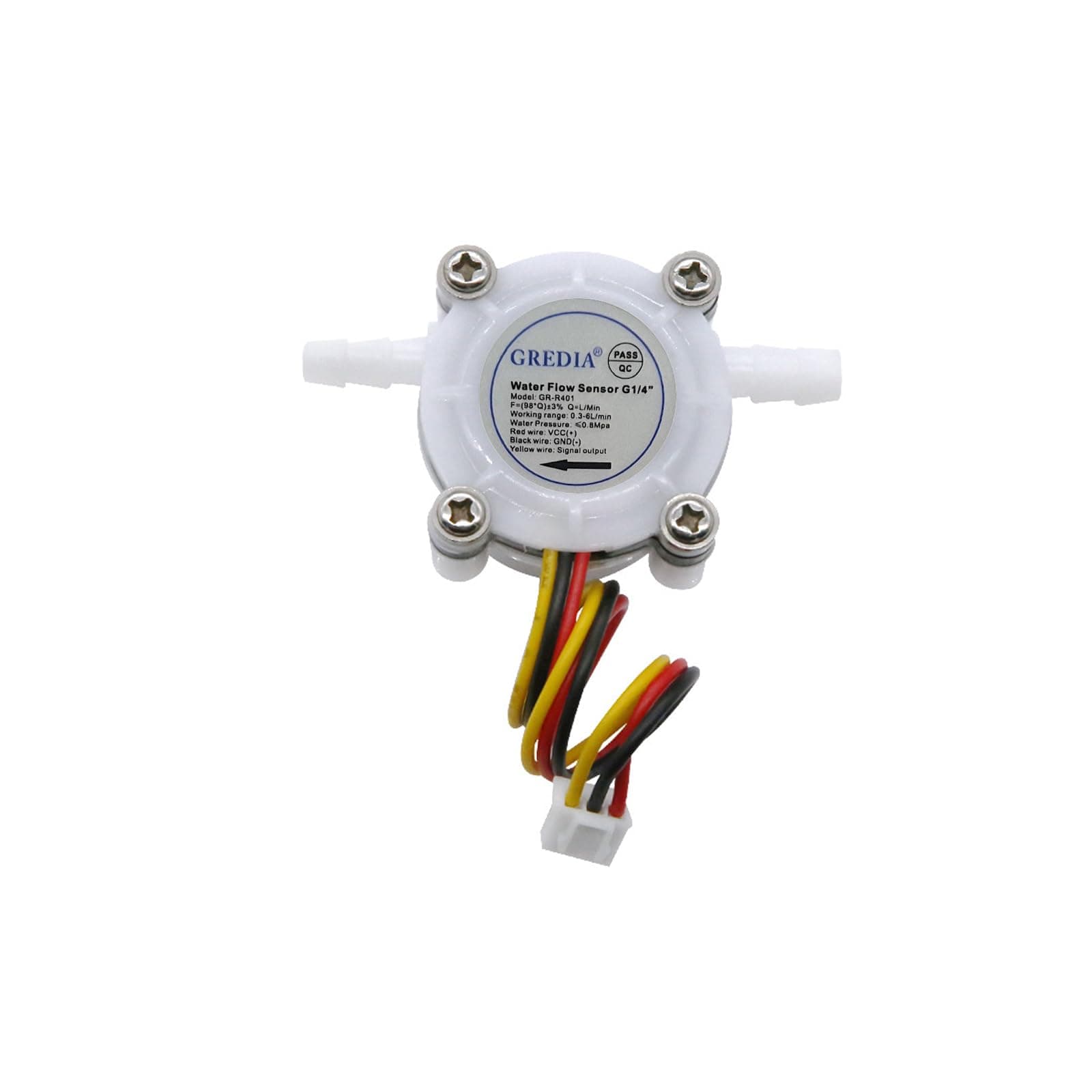 1/4" Water Flow Sensor Food-Grade Switch Hall Effect Flowmeter Fluid Meter Counter Connect Hosepipe 0.3-6L/min