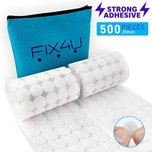 Hook and Loop Dots Strips with Self Adhesive – 500 PCs White Tiny Hook Loop Roll Coins – ¾ Inch (20 mm) Heavy Duty Sticky Back Coins – 3m Hook Tape Circles for Crafts, Classroom, Office, Home