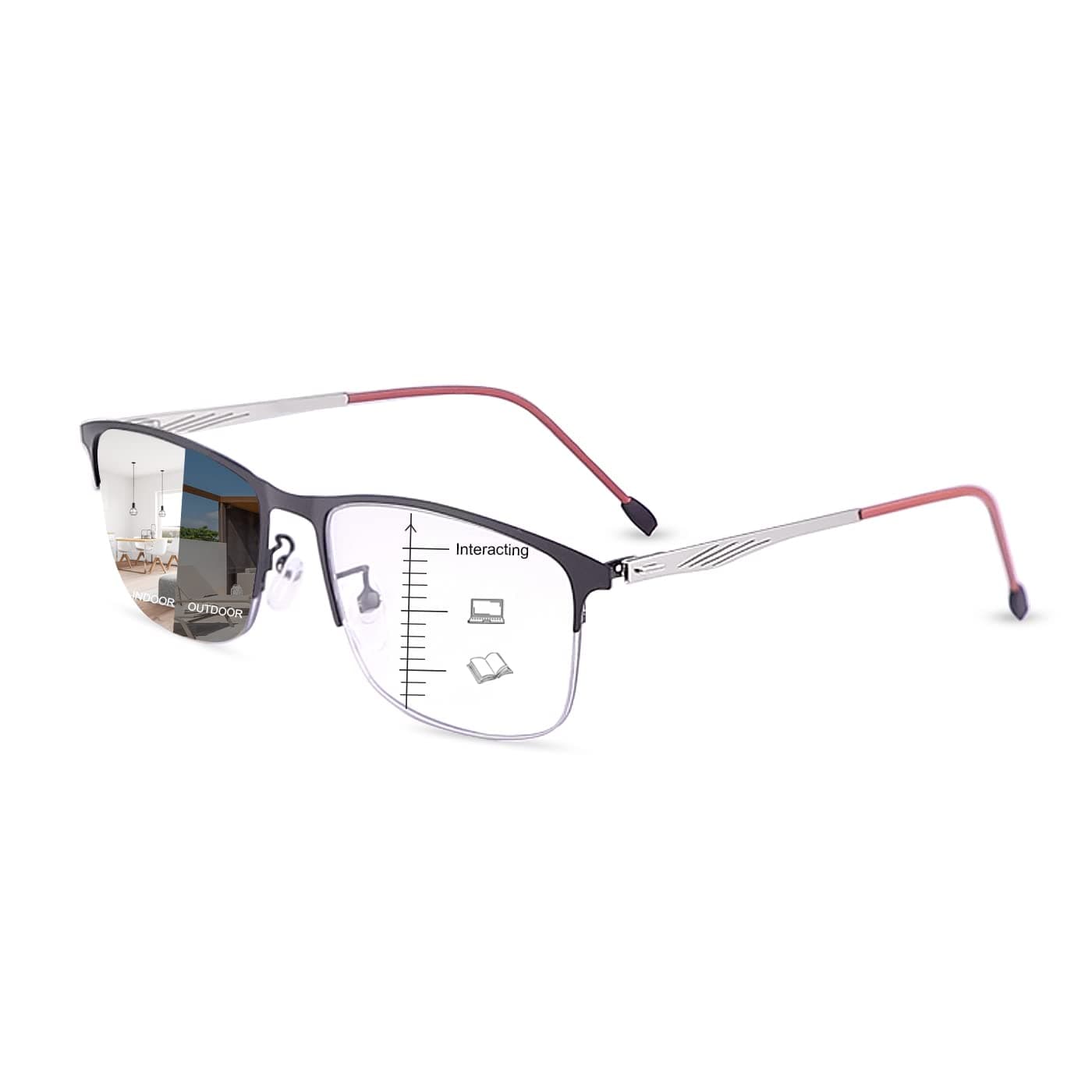 Progressive Photochromic Multifocus Reading Glasses Spring Hinge Sunglasses Blue Light Blocking Glasses for Men Women