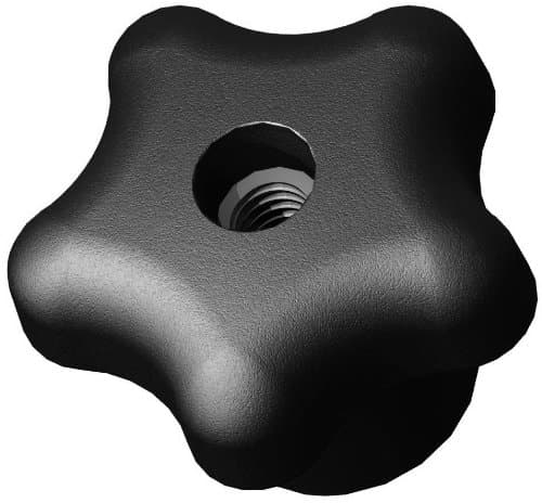 Innovative Components AN4C-5S3A-21 1.75" Star Knob thru hole 1/4-20 steel zinc insert black pp (Pack of 10)