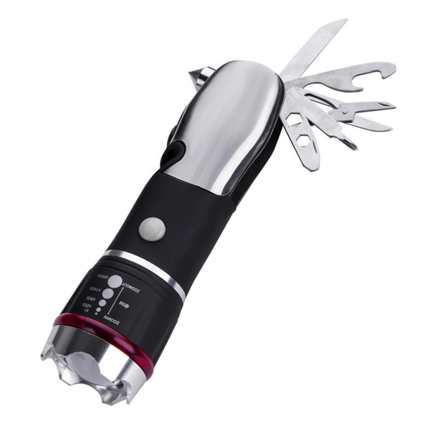 LaySun Car Emergency Tool Flashlight Escape Tool Light Multi-Tool LED Flashlight Torch with 12 Tools Including Flashlights Glass Breaker Seatbelt Cutter Knief Bottle Opener Scissors Screwdriver