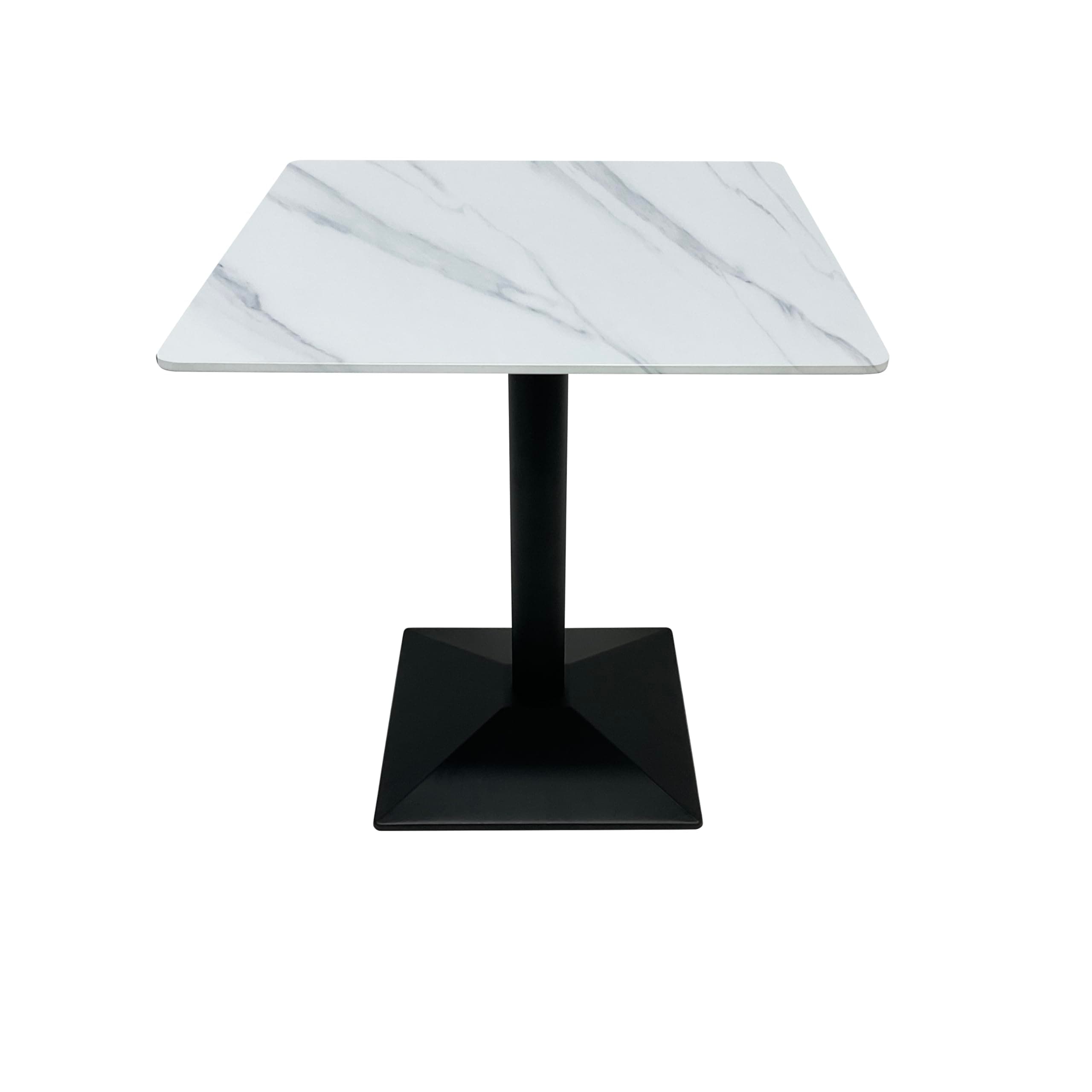 MAPLE HOME DECORATION Square Dining Table Metal Frame 70 * 70cm Size Marble Patten Restaurant Dining Room Living Room Kitchen Office Table (White)