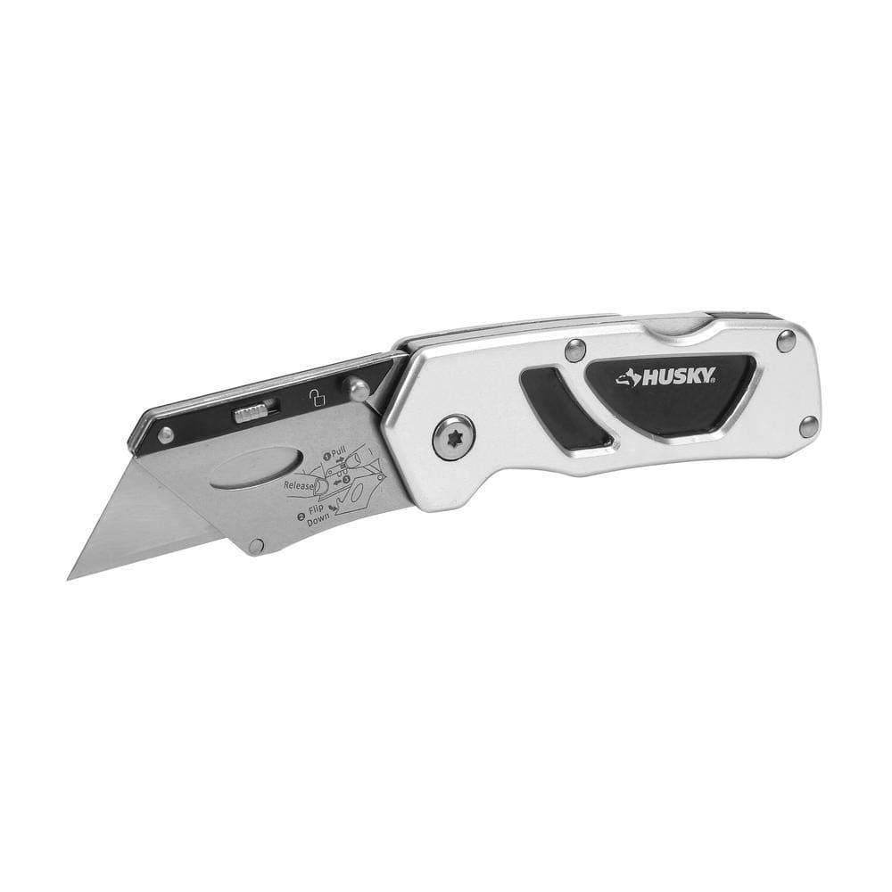 Folding Sure-Grip Lock Back Utility Knife w/ Single Disposable Blade Included (Colors May Vary)
