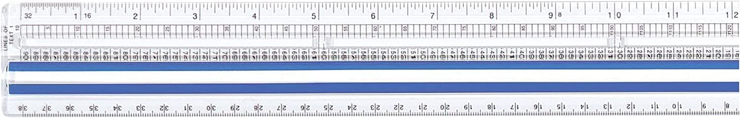 Westcott Data Processing Magnifying Ruler, 2X Magnification, 1/16-Inch & Tenths Scales, Back-to-School, School Supplies, Classroom Supplies, 12-Inch
