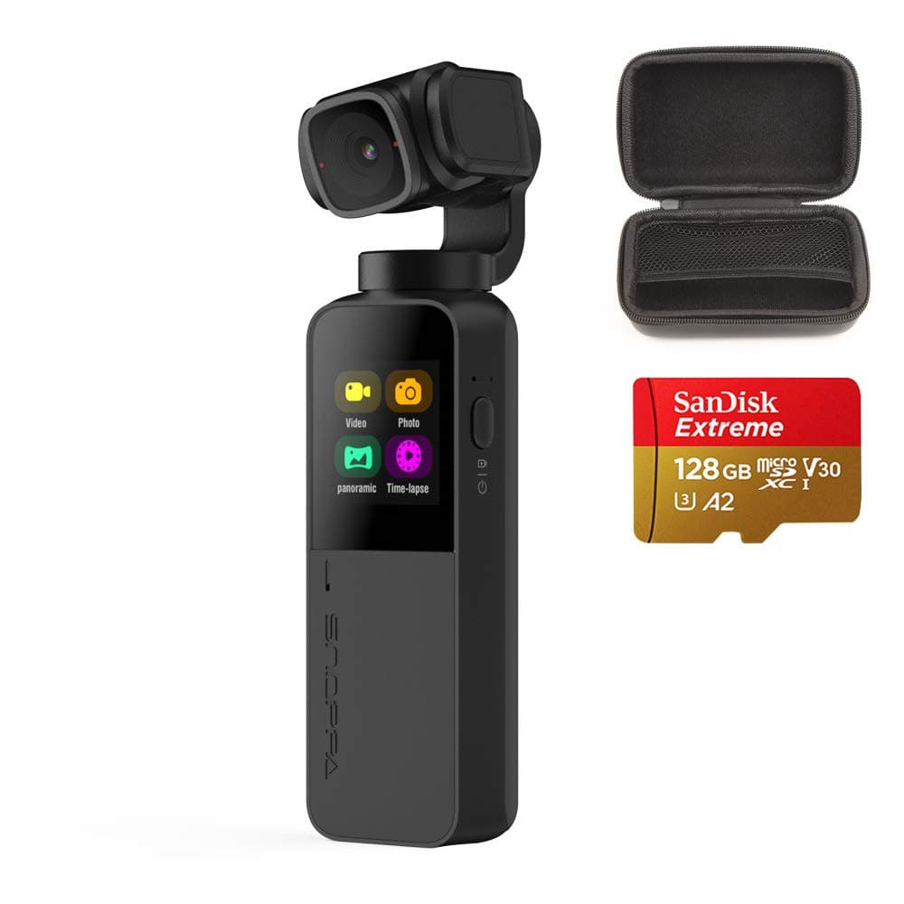 Snoppa Vmate 3 Axis Gimbal Stabilizer with 4K Smart Camera, 200Mbps High Bitrate, H265, 90°Rotating Lens, 220min Runtime, WiFi Connect, Built-in Mic & Bluetooth Mic Support, W 128G Micro SD Card