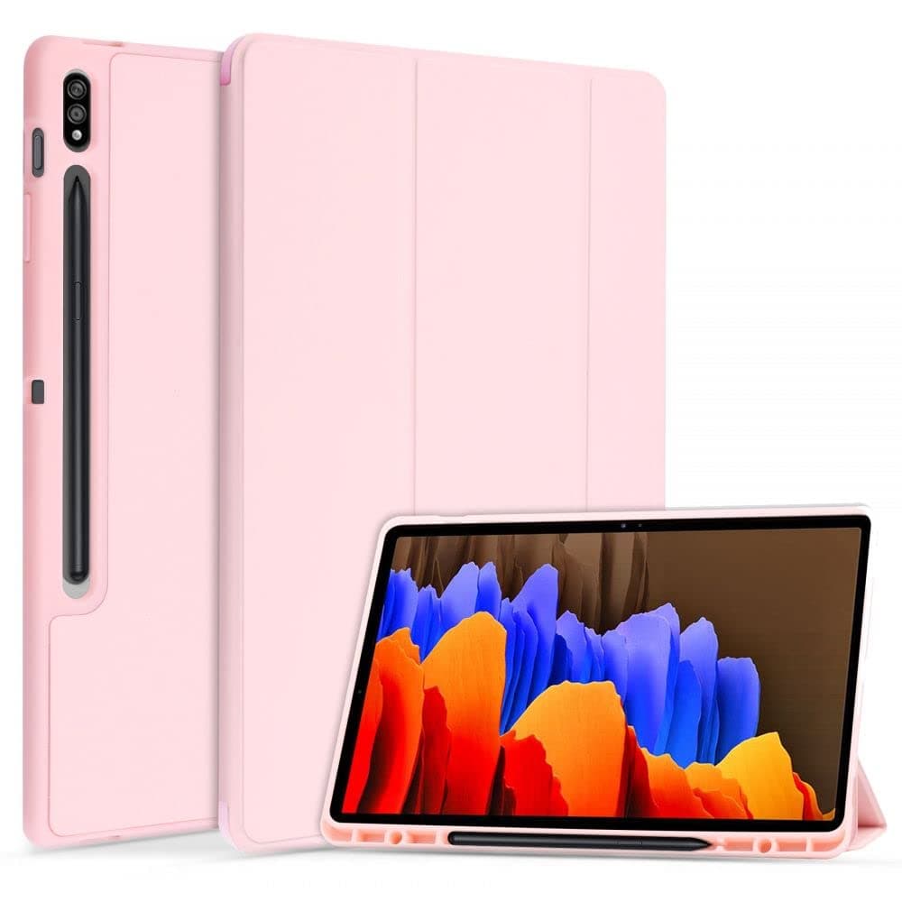 Tech-Protect SC Pen Magnetic Case Compatible with Samsung Galaxy Tab S7 FE 5G 12.4 T730 / T736B, Ultra Thin Cover with Stand Function, Auto Sleep/Wake Up Protective Case (Pink)