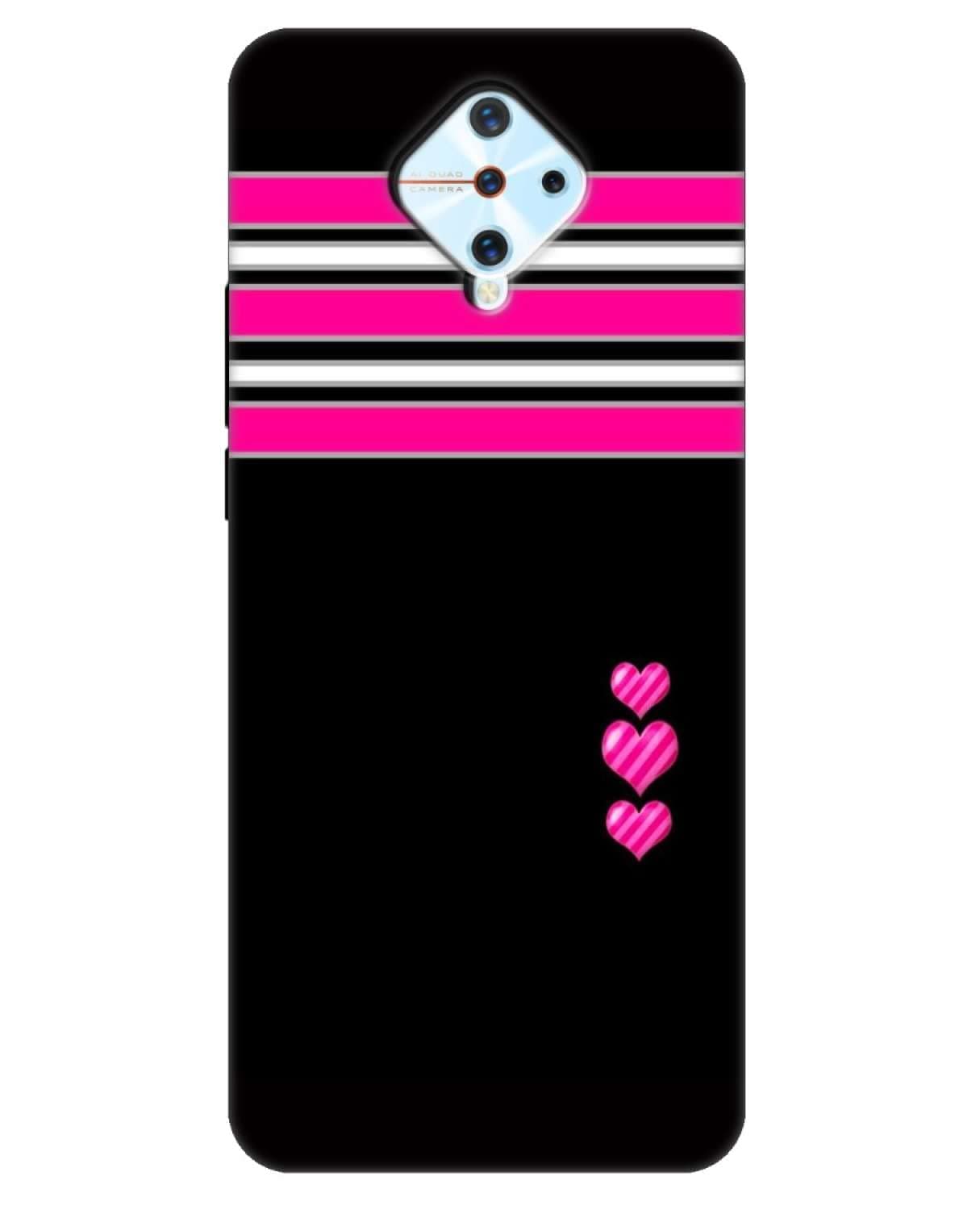Samcase Pink Heart and Stripes Design Printed Soft Designer Mobile Back Cover for Vivo S1 Pro