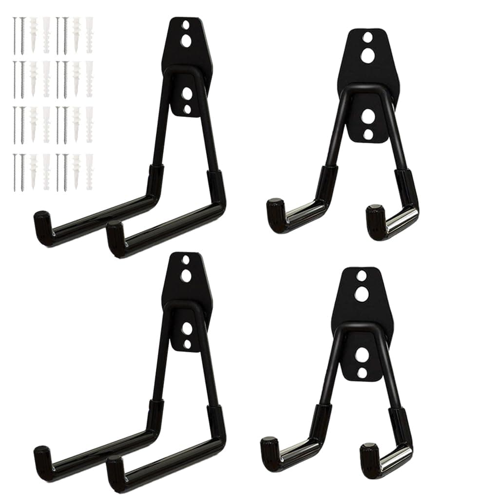 Serplex® 4 Pack Heavy Duty Garage Hooks - Steel Wall Mount Utility Storage Organizer for Garden Tools and Power Tools