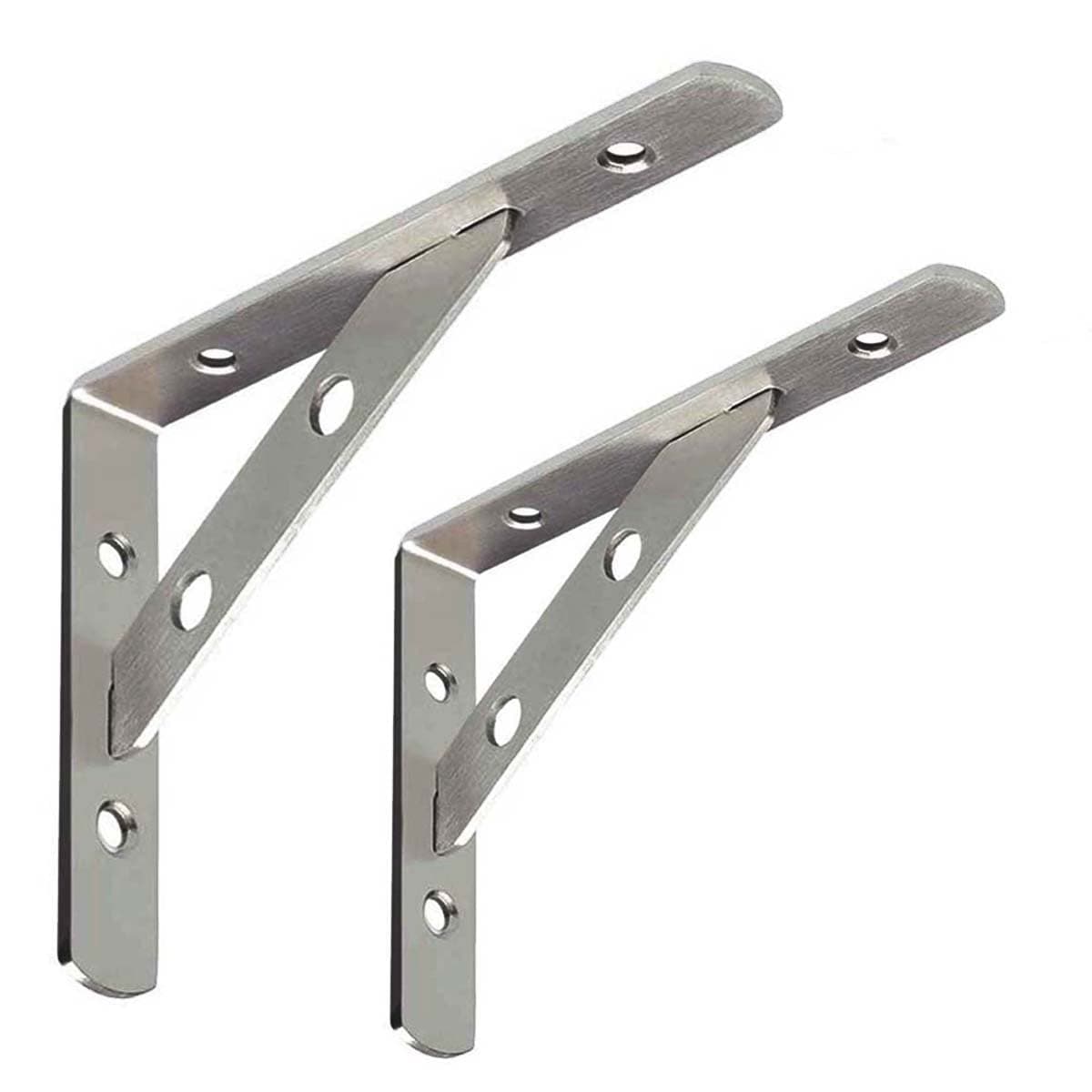 Heavy Duty Shelf Bracket, 6x4 Inch l Brackets, Shelf Support Corner Brace Joint Right Angle Bracket for Shelves,Brushed Finish (1 Pair)