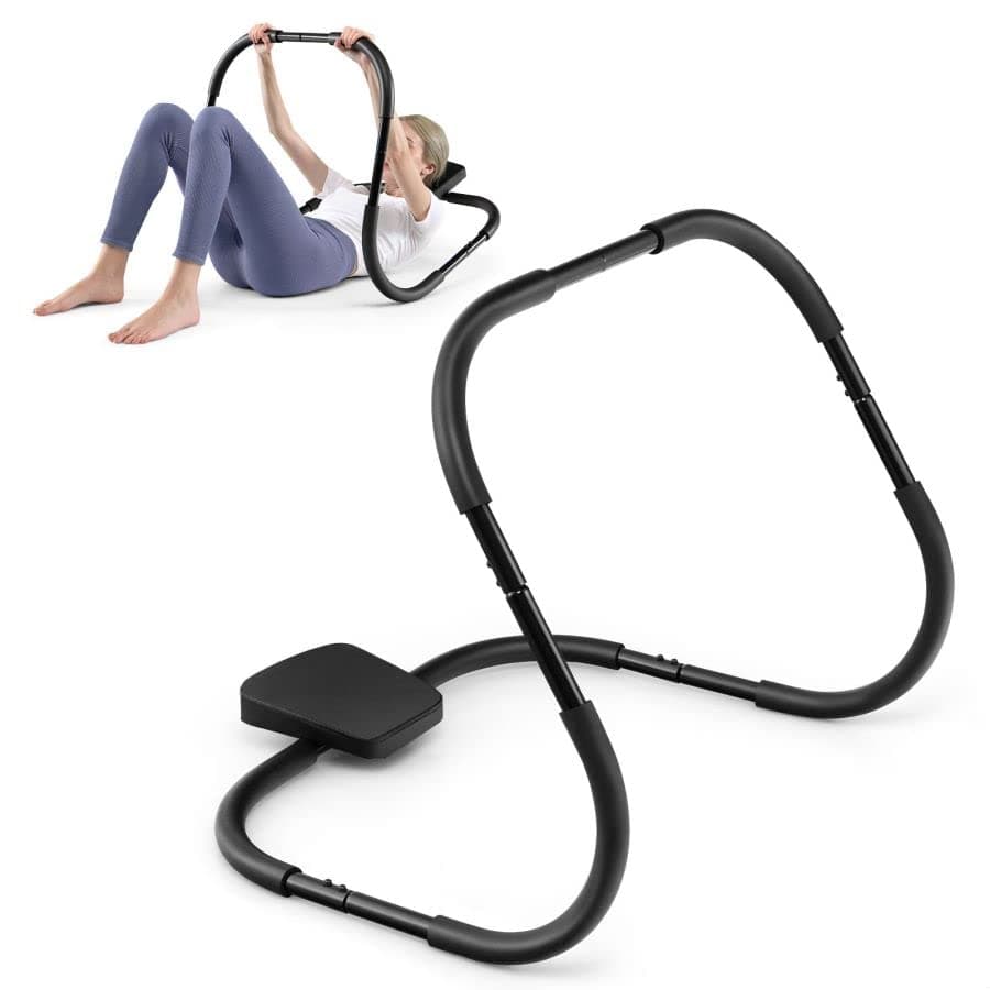 GYMAX Abdominal Cruncher, Portable Ab Trainer Roller Exerciser with Padded Headrest and Foam Handle, Sit Up Training Assistant for Home, Gym & Office
