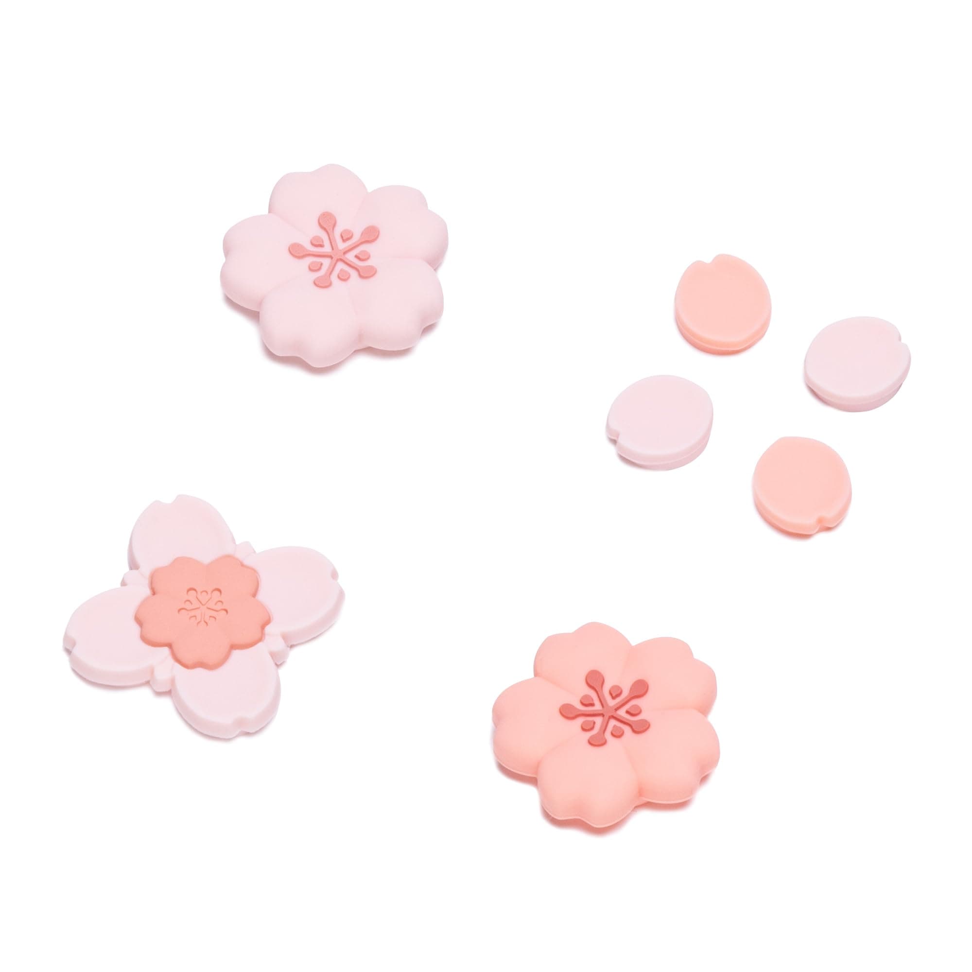 Silicone Cross D-Pad Button Caps Set Cute Joystick Cover - ABXY Key Buttons Sticker Compatible with Nintendo Switch/OLED Joy Con - Sakura