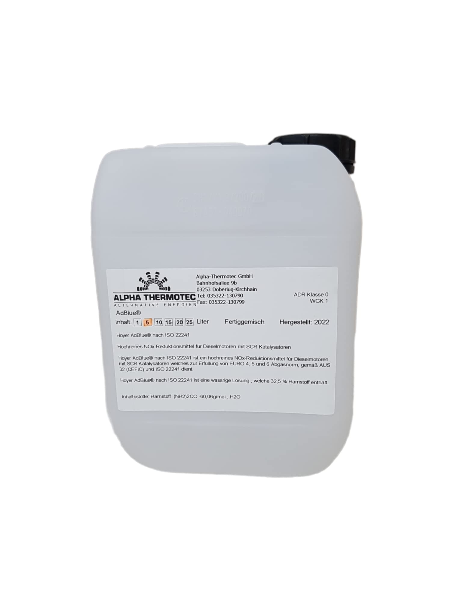 AdBlue urea solution Reducing agent Diesel engines Emission control, 5 l