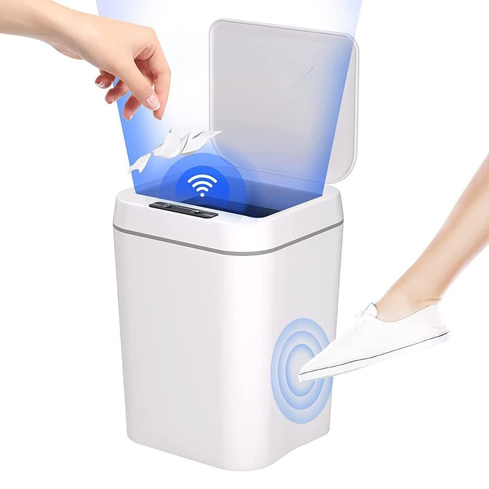 AMERTEER Automatic Trash Can - 16L Touchless Bathroom Trash Can with Lid Motion Sensor, Waterproof Garbage Bin, Narrow Small Automatic Trash Can for Kitchen, Bedroom, Office, Toilet