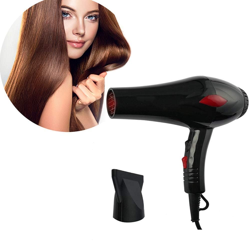 TRYSHA Professional Hair Dryer 2000W Ionic Dryer Negative for Quick Drying Heat Setting 3 Temperature Settings / 2 Speeds with 1 Hub low noise hair dryer (Color : Black)