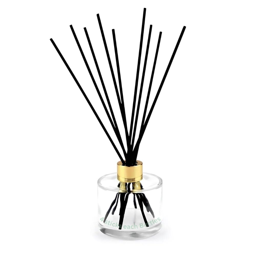 Empty Clear Glass Diffuser Bottles 2pcs with 8pcs Reed Sticks 120ml Each with Gold Caps Home Fragrance Accessories Use for DIY Reed Diffuser Bottle - Set of 2