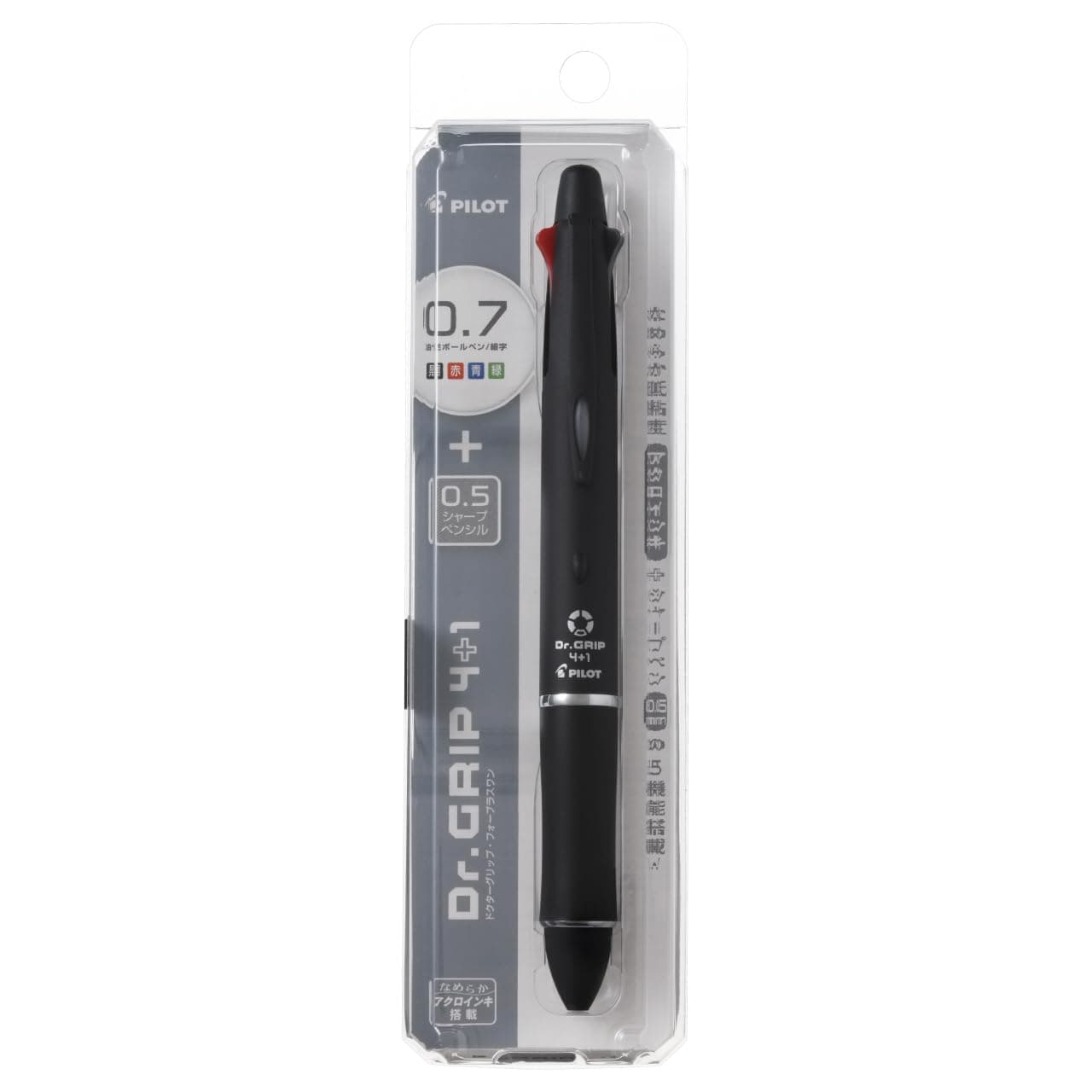 Dr. Grip 4+1, 4 Color 0.7 mm Ballpoint Multi Pen & 0.5 Mechanical Pencil - Black Body (BKHDF1SFN-B)